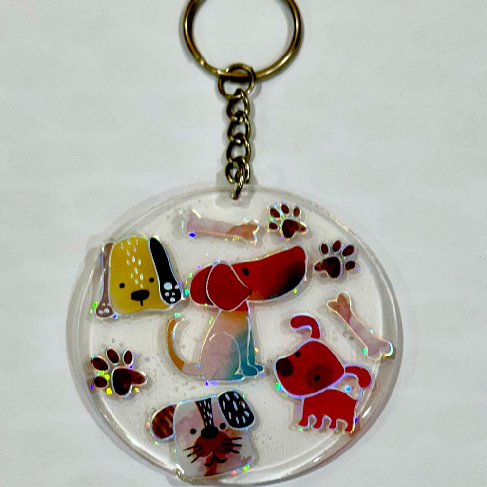 Cute multidog round 2.5 inch acrylic keychain